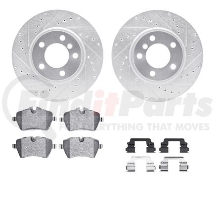 7612-32010 by DYNAMIC FRICTION COMPANY - Rotors-Drilled & Slotted-Silver w/ 5000 Euro Ceramic Brake Pads Incl Hdw