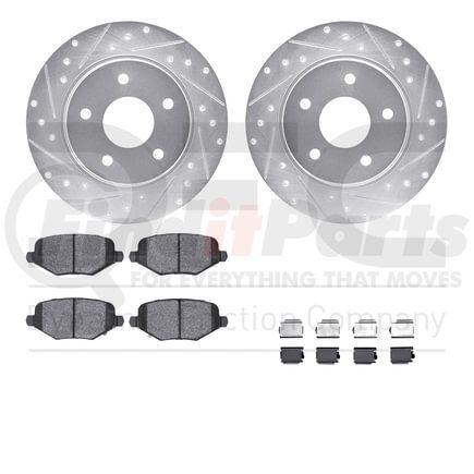 7612-40002 by DYNAMIC FRICTION COMPANY - Rotors-Drilled & Slotted-Silver w/ 5000 Euro Ceramic Brake Pads Incl Hdw