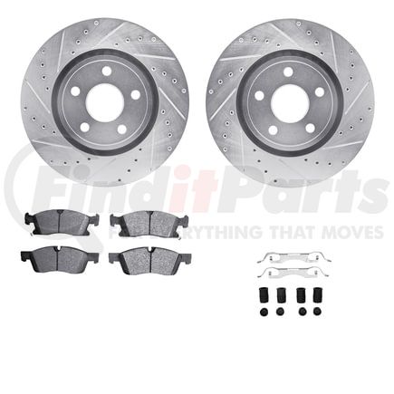 7612-42004 by DYNAMIC FRICTION COMPANY - Rotors-Drilled & Slotted-Silver w/ 5000 Euro Ceramic Brake Pads Incl Hdw