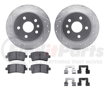 7612-45003 by DYNAMIC FRICTION COMPANY - Rotors-Drilled & Slotted-Silver w/ 5000 Euro Ceramic Brake Pads Incl Hdw