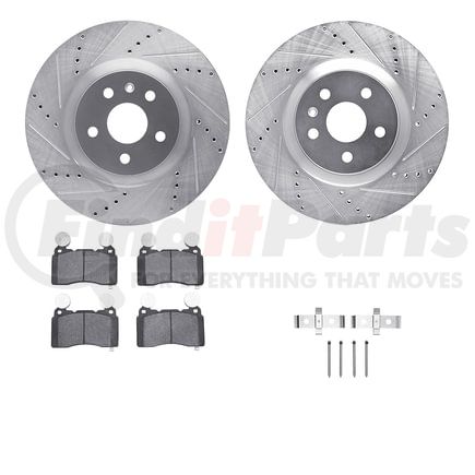 7612-45007 by DYNAMIC FRICTION COMPANY - Rotors-Drilled & Slotted-Silver w/ 5000 Euro Ceramic Brake Pads Incl Hdw