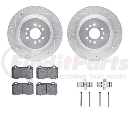 7612-46005 by DYNAMIC FRICTION COMPANY - Rotors-Drilled & Slotted-Silver w/ 5000 Euro Ceramic Brake Pads Incl Hdw