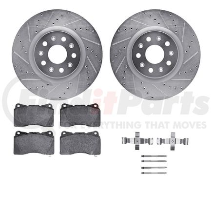 7612-46018 by DYNAMIC FRICTION COMPANY - Rotors-Drilled & Slotted-Silver w/ 5000 Euro Ceramic Brake Pads Incl Hdw