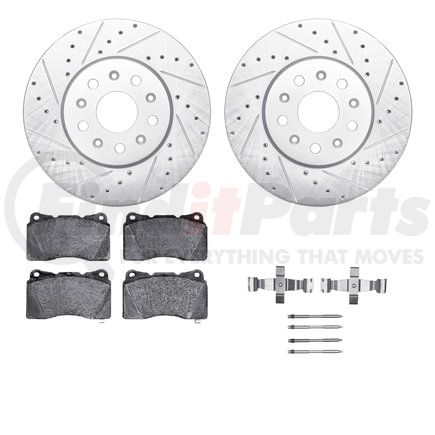 7612-46024 by DYNAMIC FRICTION COMPANY - Rotors-Drilled & Slotted-Silver w/ 5000 Euro Ceramic Brake Pads Incl Hdw