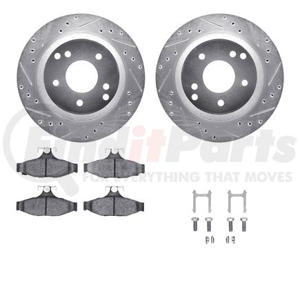 7612-47000 by DYNAMIC FRICTION COMPANY - Rotors-Drilled & Slotted-Silver w/ 5000 Euro Ceramic Brake Pads Incl Hdw