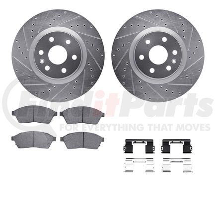 7612-46031 by DYNAMIC FRICTION COMPANY - Rotors-Drilled & Slotted-Silver w/ 5000 Euro Ceramic Brake Pads Incl Hdw