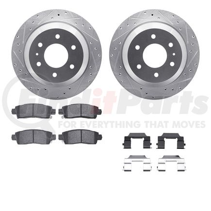 7612-48002 by DYNAMIC FRICTION COMPANY - Rotors-Drilled & Slotted-Silver w/ 5000 Euro Ceramic Brake Pads Incl Hdw