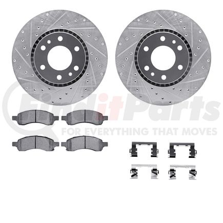 7612-48004 by DYNAMIC FRICTION COMPANY - Rotors-Drilled & Slotted-Silver w/ 5000 Euro Ceramic Brake Pads Incl Hdw