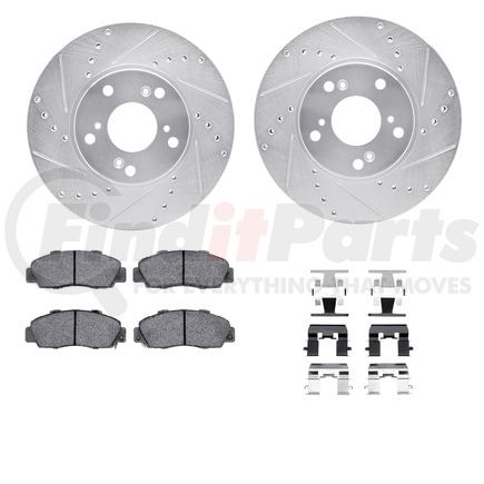 7612-59004 by DYNAMIC FRICTION COMPANY - Rotors-Drilled & Slotted-Silver w/ 5000 Euro Ceramic Brake Pads Incl Hdw