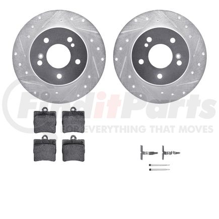 7612-63029 by DYNAMIC FRICTION COMPANY - Rotors-Drilled & Slotted-Silver w/ 5000 Euro Ceramic Brake Pads Incl Hdw