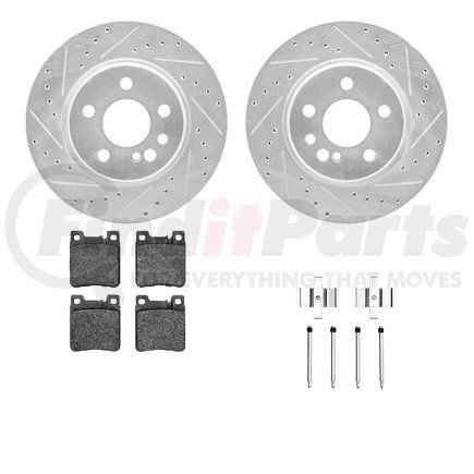 7612-63041 by DYNAMIC FRICTION COMPANY - Rotors-Drilled & Slotted-Silver w/ 5000 Euro Ceramic Brake Pads Incl Hdw