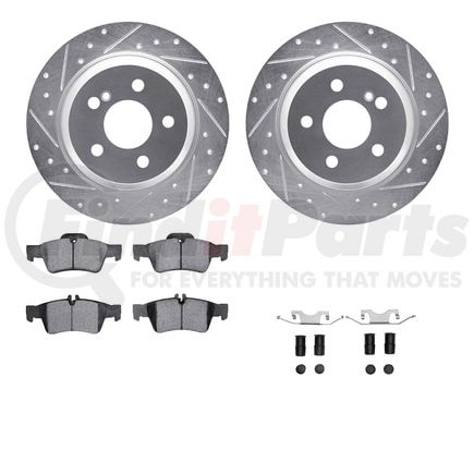 7612-63067 by DYNAMIC FRICTION COMPANY - Rotors-Drilled & Slotted-Silver w/ 5000 Euro Ceramic Brake Pads Incl Hdw