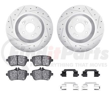 7612-63074 by DYNAMIC FRICTION COMPANY - Rotors-Drilled & Slotted-Silver w/ 5000 Euro Ceramic Brake Pads Incl Hdw