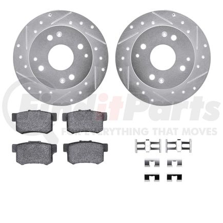 7512-58008 by DYNAMIC FRICTION COMPANY - Rotors-Drilled & Slotted-Silver w/ 5000 Advanced Brake Pads Incl Hdw