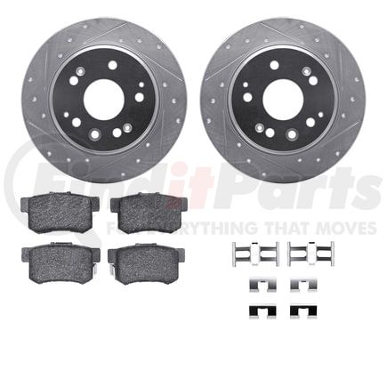 7512-58018 by DYNAMIC FRICTION COMPANY - Rotors-Drilled & Slotted-Silver w/ 5000 Advanced Brake Pads Incl Hdw