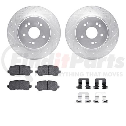 7512-58038 by DYNAMIC FRICTION COMPANY - Rotors-Drilled & Slotted-Silver w/ 5000 Advanced Brake Pads Incl Hdw