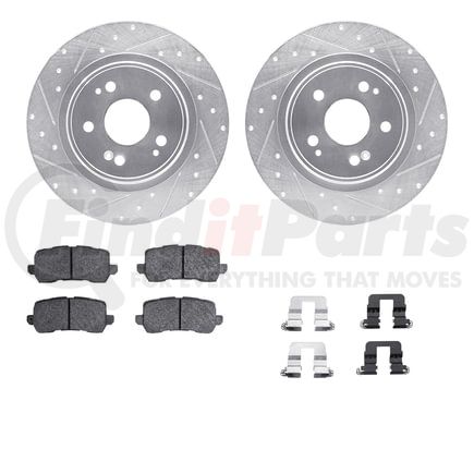 7512-58039 by DYNAMIC FRICTION COMPANY - Rotors-Drilled & Slotted-Silver w/ 5000 Advanced Brake Pads Incl Hdw