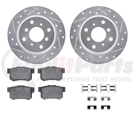 7512-59007 by DYNAMIC FRICTION COMPANY - Rotors-Drilled & Slotted-Silver w/ 5000 Advanced Brake Pads Incl Hdw