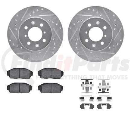 7512-59012 by DYNAMIC FRICTION COMPANY - Rotors-Drilled & Slotted-Silver w/ 5000 Advanced Brake Pads Incl Hdw