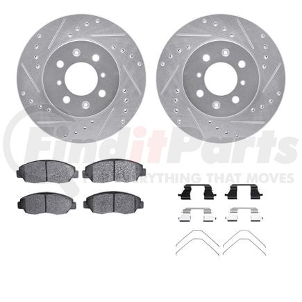 7512-59017 by DYNAMIC FRICTION COMPANY - Rotors-Drilled & Slotted-Silver w/ 5000 Advanced Brake Pads Incl Hdw