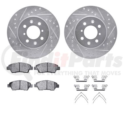 7512-59016 by DYNAMIC FRICTION COMPANY - Rotors-Drilled & Slotted-Silver w/ 5000 Advanced Brake Pads Incl Hdw