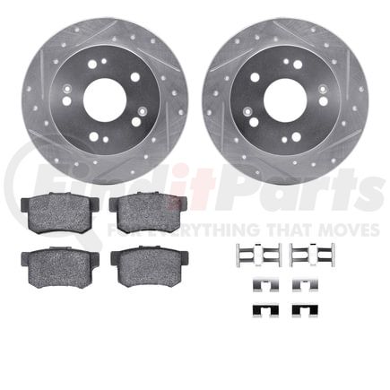 7512-59028 by DYNAMIC FRICTION COMPANY - Rotors-Drilled & Slotted-Silver w/ 5000 Advanced Brake Pads Incl Hdw