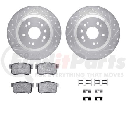 7512-59045 by DYNAMIC FRICTION COMPANY - Rotors-Drilled & Slotted-Silver w/ 5000 Advanced Brake Pads Incl Hdw