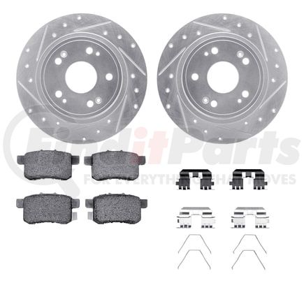 7512-59044 by DYNAMIC FRICTION COMPANY - Rotors-Drilled & Slotted-Silver w/ 5000 Advanced Brake Pads Incl Hdw