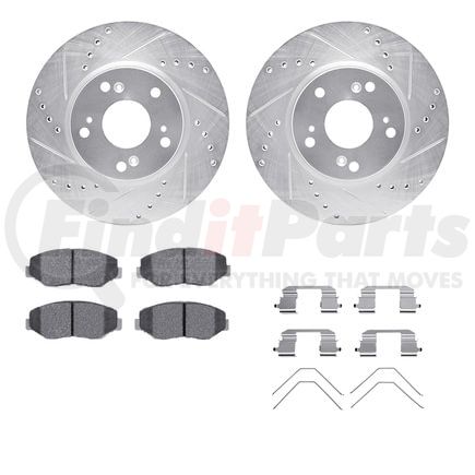 7512-59046 by DYNAMIC FRICTION COMPANY - Rotors-Drilled & Slotted-Silver w/ 5000 Advanced Brake Pads Incl Hdw