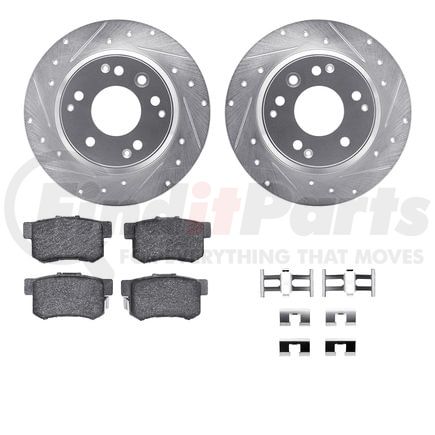 7512-59056 by DYNAMIC FRICTION COMPANY - Rotors-Drilled & Slotted-Silver w/ 5000 Advanced Brake Pads Incl Hdw