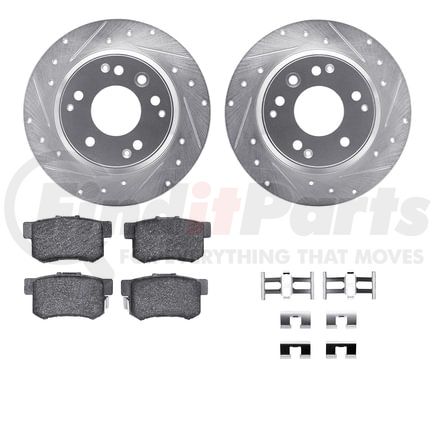 7512-59059 by DYNAMIC FRICTION COMPANY - Rotors-Drilled & Slotted-Silver w/ 5000 Advanced Brake Pads Incl Hdw