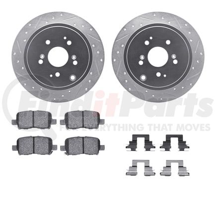 7512-59062 by DYNAMIC FRICTION COMPANY - Brake Rotor - Dimpled & Slotted - Silver w/5000 Brake Pads & HW Kit