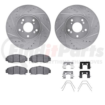 7512-59066 by DYNAMIC FRICTION COMPANY - Rotors-Drilled & Slotted-Silver w/ 5000 Advanced Brake Pads Incl Hdw