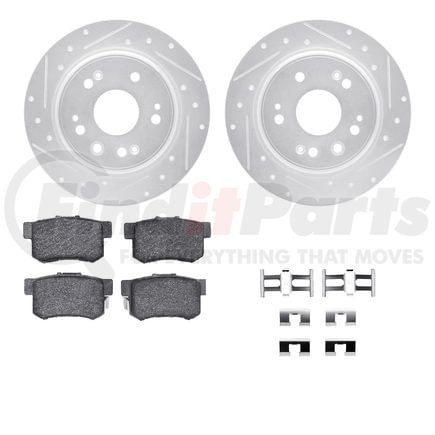 7512-59072 by DYNAMIC FRICTION COMPANY - Rotors-Drilled & Slotted-Silver w/ 5000 Advanced Brake Pads Incl Hdw