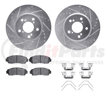 7512-59075 by DYNAMIC FRICTION COMPANY - Rotors-Drilled & Slotted-Silver w/ 5000 Advanced Brake Pads Incl Hdw