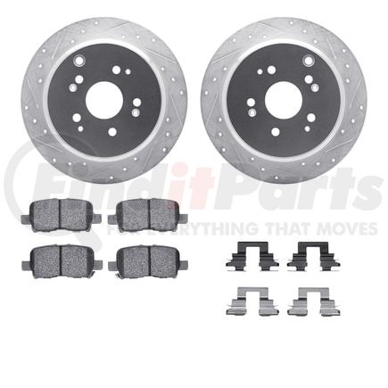 7512-59073 by DYNAMIC FRICTION COMPANY - Rotors-Drilled & Slotted-Silver w/ 5000 Advanced Brake Pads Incl Hdw