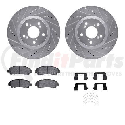 7512-59084 by DYNAMIC FRICTION COMPANY - Rotors-Drilled & Slotted-Silver w/ 5000 Advanced Brake Pads Incl Hdw