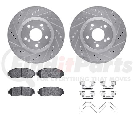 7512-59082 by DYNAMIC FRICTION COMPANY - Rotors-Drilled & Slotted-Silver w/ 5000 Advanced Brake Pads Incl Hdw