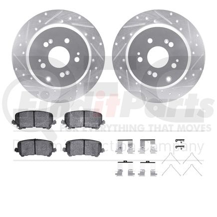 7512-59102 by DYNAMIC FRICTION COMPANY - Brake Rotor - Dimpled & Slotted - Silver w/5000 Brake Pads & HW Kit