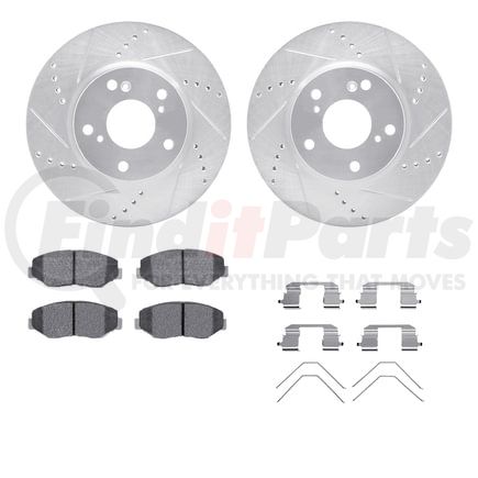 7512-59106 by DYNAMIC FRICTION COMPANY - Rotors-Drilled & Slotted-Silver w/ 5000 Advanced Brake Pads Incl Hdw