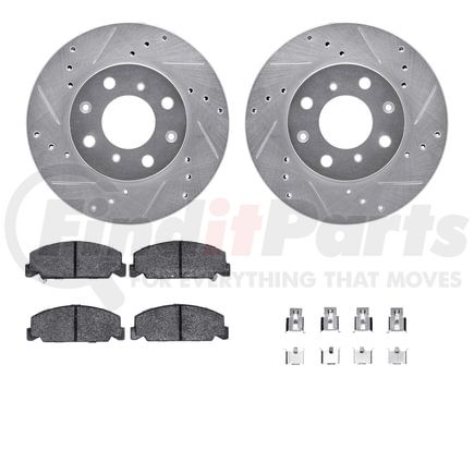 7512-59109 by DYNAMIC FRICTION COMPANY - Rotors-Drilled & Slotted-Silver w/ 5000 Advanced Brake Pads Incl Hdw