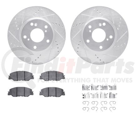 7512-59113 by DYNAMIC FRICTION COMPANY - Rotors-Drilled & Slotted-Silver w/ 5000 Advanced Brake Pads Incl Hdw