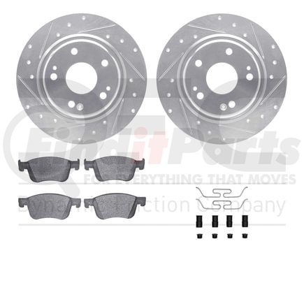 7512-59116 by DYNAMIC FRICTION COMPANY - Rotors-Drilled & Slotted-Silver w/ 5000 Advanced Brake Pads Incl Hdw