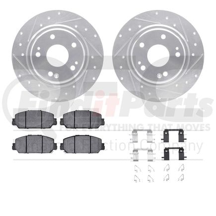 7512-59115 by DYNAMIC FRICTION COMPANY - Rotors-Drilled & Slotted-Silver w/ 5000 Advanced Brake Pads Incl Hdw