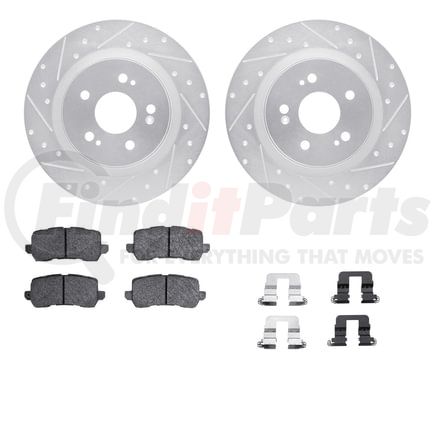 7512-59121 by DYNAMIC FRICTION COMPANY - Rotors-Drilled & Slotted-Silver w/ 5000 Advanced Brake Pads Incl Hdw