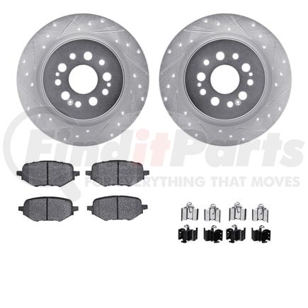 7512-59127 by DYNAMIC FRICTION COMPANY - Rotors-Drilled & Slotted-Silver w/ 5000 Advanced Brake Pads Incl Hdw