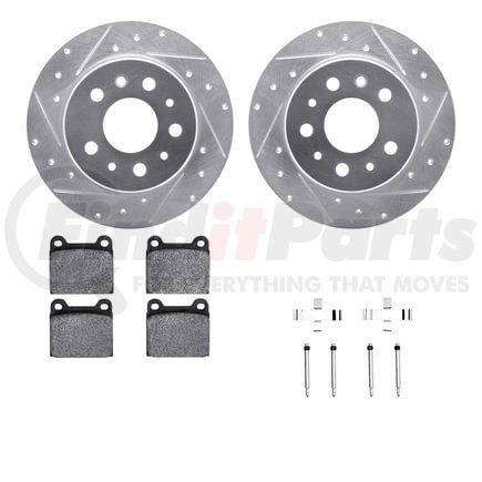 7512-63010 by DYNAMIC FRICTION COMPANY - Rotors-Drilled & Slotted-Silver w/ 5000 Advanced Brake Pads Incl Hdw