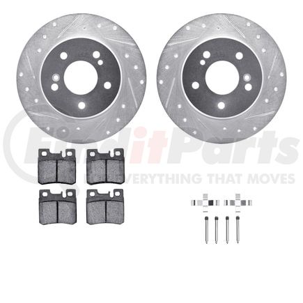 7512-63023 by DYNAMIC FRICTION COMPANY - Rotors-Drilled & Slotted-Silver w/ 5000 Advanced Brake Pads Incl Hdw