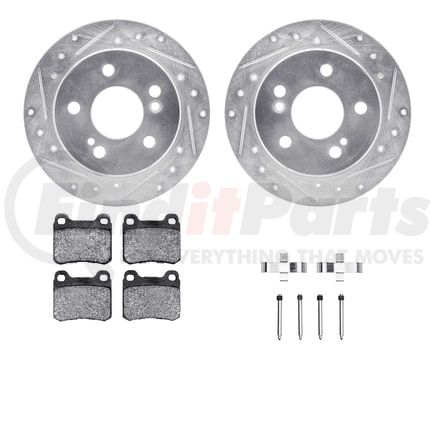 7512-63027 by DYNAMIC FRICTION COMPANY - Rotors-Drilled & Slotted-Silver w/ 5000 Advanced Brake Pads Incl Hdw