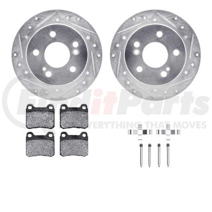 7512-63026 by DYNAMIC FRICTION COMPANY - Rotors-Drilled & Slotted-Silver w/ 5000 Advanced Brake Pads Incl Hdw